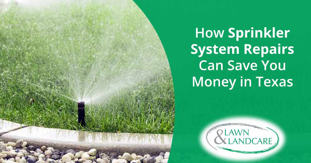 Sprinkler system in operation highlighting Lawn & Landcare’s expertise and how sprinkler system repairs can save you money in Texas.