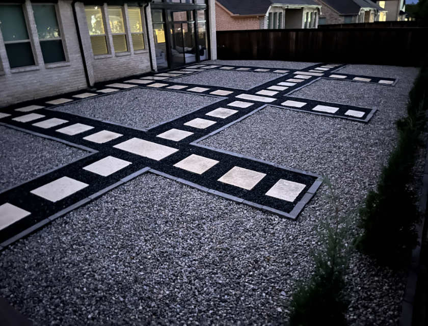 Walkways installed and maintained by Lawn & Landcare, showcasing well-designed pathways in landscaped outdoor spaces.