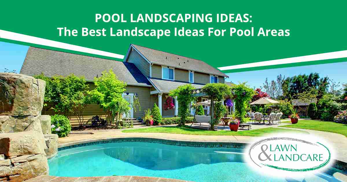Landscaped Pool Area Swimming pool surrounded by lawn, flowering plants, shrubs, trees, and outdoor seating.